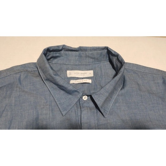 Lucky Brand Men Button Down Shirt Blue Denim Long Sleeve Size XL MSRP $69.50 - Picture 2 of 11